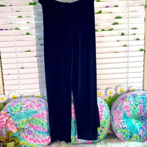 Como Black soft and stretchy tee shirt fabric wrap look long black pants - Picture 4 of 6